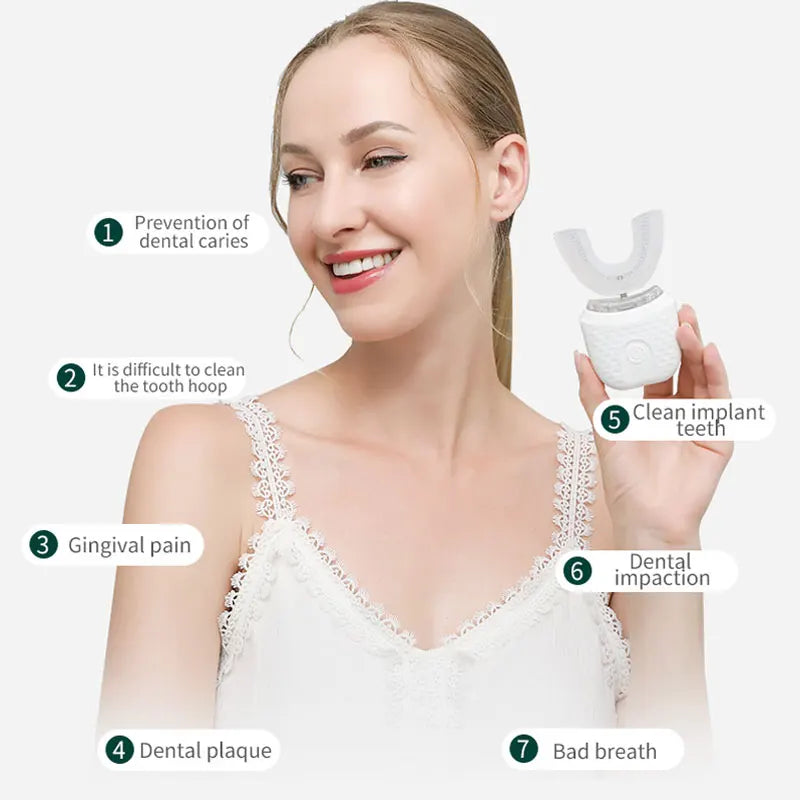 U-Shaped Electric Toothbrush for Adults – USB Rechargeable, 360° Design