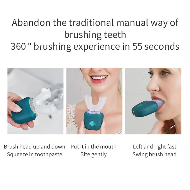 U-Shaped Electric Toothbrush for Adults – USB Rechargeable, 360° Design