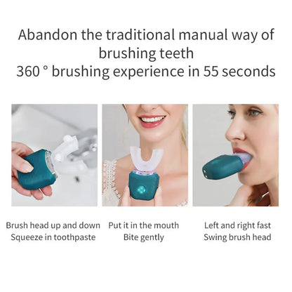 U-Shaped Electric Toothbrush for Adults – USB Rechargeable, 360° Design